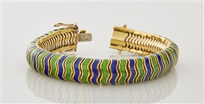18K Yellow Gold & Enamel Bracelet