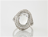Platinum, White Sapphire & Diamond Ring