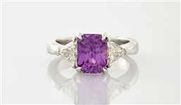 14K White Gold, Pink Sapphire & Diamond Ring