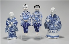 Group of Four Asian Blue and White Porcelain Figures