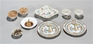 Group of Nine Chinese Enameled Porcelains