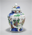 Large Chinese Enameled Porcelain Covered Jar