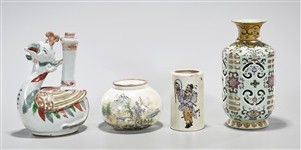 Group of Four Chinese Various Enameled Porcelains