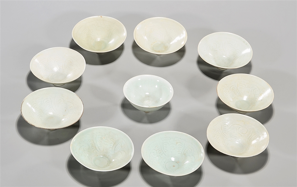 Group of Ten Qingbai Glazed Porcelain Bowls