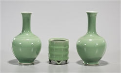 Group of Three Chinese Longquan Glazed Porcelains