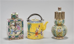 Group of Three Chinese Enameled Porcelains