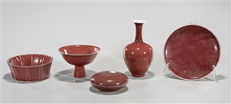Group of Five Various Chinese Oxblood Porcelains