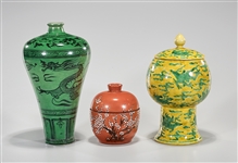 Three Various Chinese Glazed Porcelains