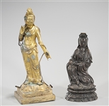 Two Chinese Metal Guanyin Figures