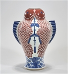 Chinese Blue, Red and White Fish Vase