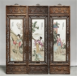 Group of Three Chinese Framed Enameled Porcelain Plaques