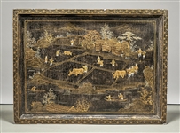 Large Chinese Painted Wood Panel