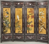 Chinese Four-Panel Painted Wood Screen
