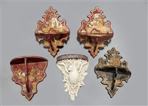 Group of Five Various Chinese Wall Brackets