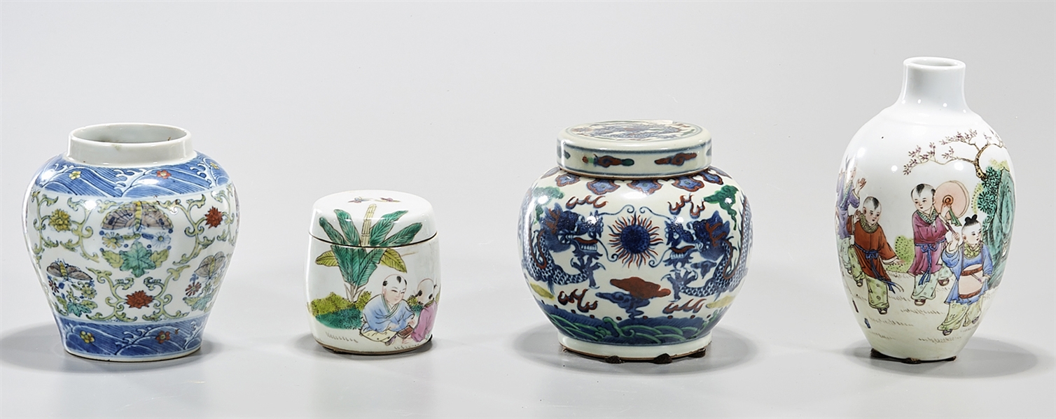 Group of Four Various Chinese Enameled Porcelains