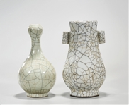 Two Chinese Crackle Glazed Porcelain Vases