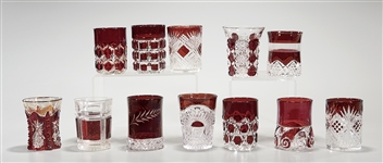 Group of Ruby Cut Clear Crystal Glassware