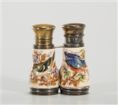 Antique Painted Enamel and Brass Binocular-Form Vinaigrette