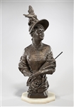 Bronze Bust Figure of a Woman by Rene Charles Masse 
