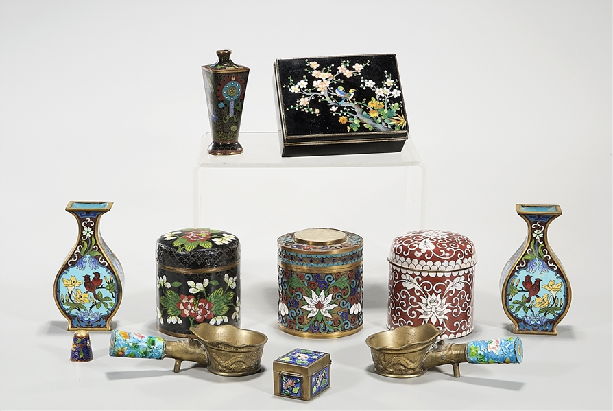 Group of Eight Chinese and Japanese Cloisonne