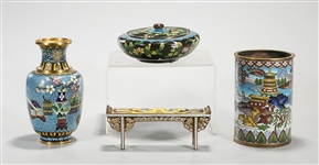 Four Various Chinese and Japanese Cloisonne Pieces