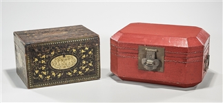 Two Chinese Wood Hinged Lid Boxes