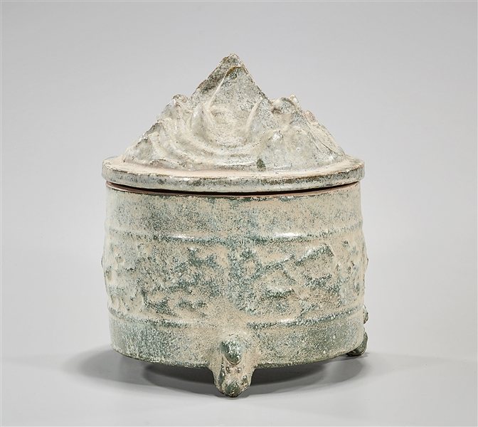 Chinese Archaistic Glazed Ceramic Covered Jar