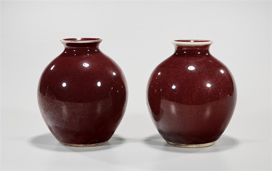 Pair of Chinese Oxblood Porcelain Vases