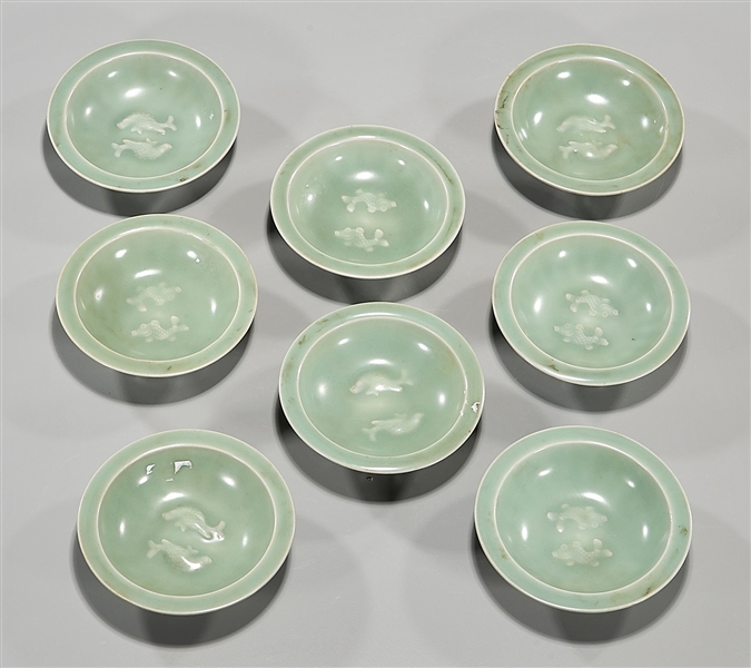 Group of Eight Chinese Celadon Saucers