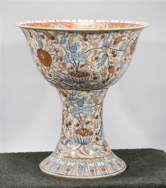 Tall Chinese Enameled Porcelain Stem Bowl