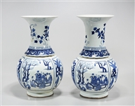 Pair Chinese Blue and White Porcelain Vases