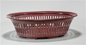 Chinese Oxblood Porcelain Basket