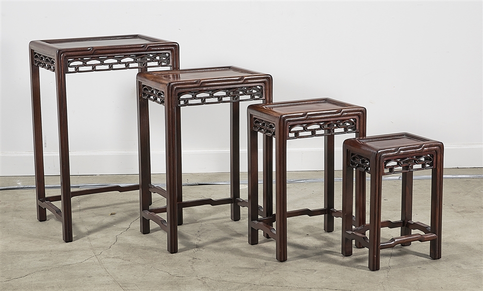 Group of Four Chinese Hard Wood Nesting Tables