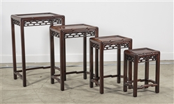 Group of Four Chinese Hard Wood Nesting Tables