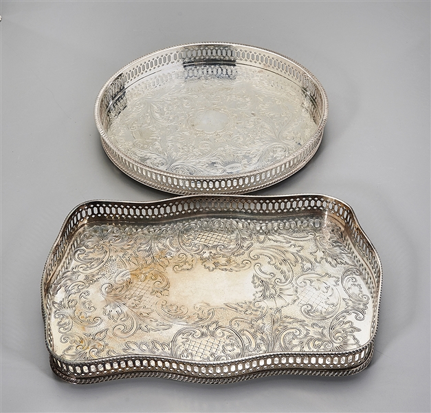 Two English Sheffield Silver Plate Waiter Trays