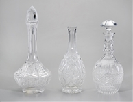 Three Crystal and Glass Decanters