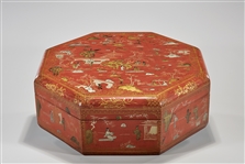 Chinese Lacquered Octagonal Covered Box