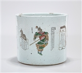 Chinese Enameled Painted Porcelain Brush Pot