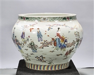 Large Chinese Enameled Porcelain Fish Bowl
