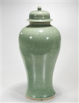 Chinese Green Crackle Glazed Porcelain Covered Vase