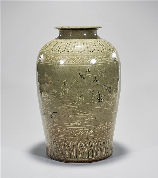 Large Korean Celadon Jar