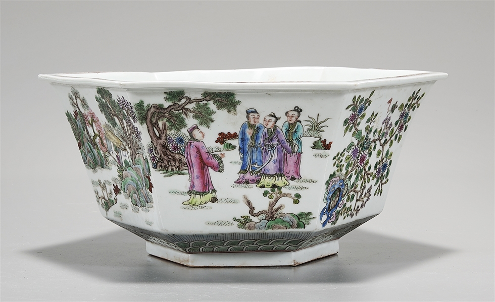 Chinese Enameled Porcelain Hexagonal Bowl