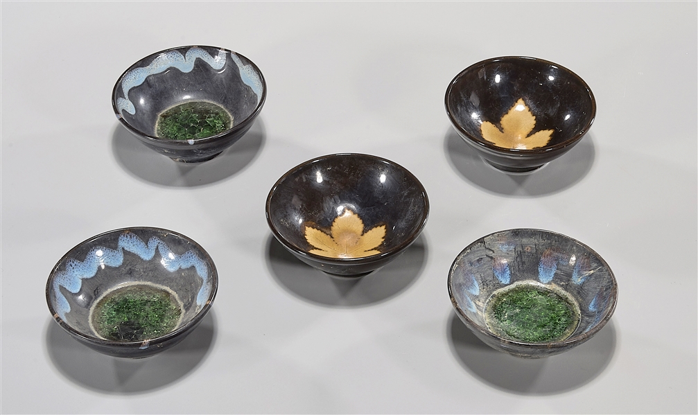 Group of Five Chinese Tang-Style Tea Bowls