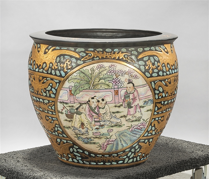 Chinese Gilt Painted and Enameled Porcelain Jardiniere
