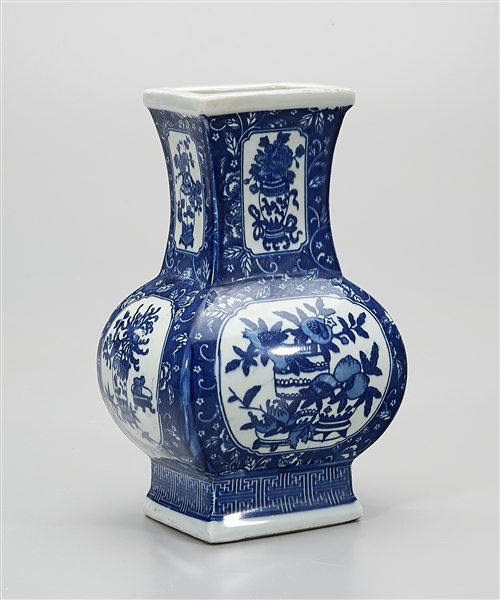 Chinese Blue and White Four-Faceted Porcelain Vase