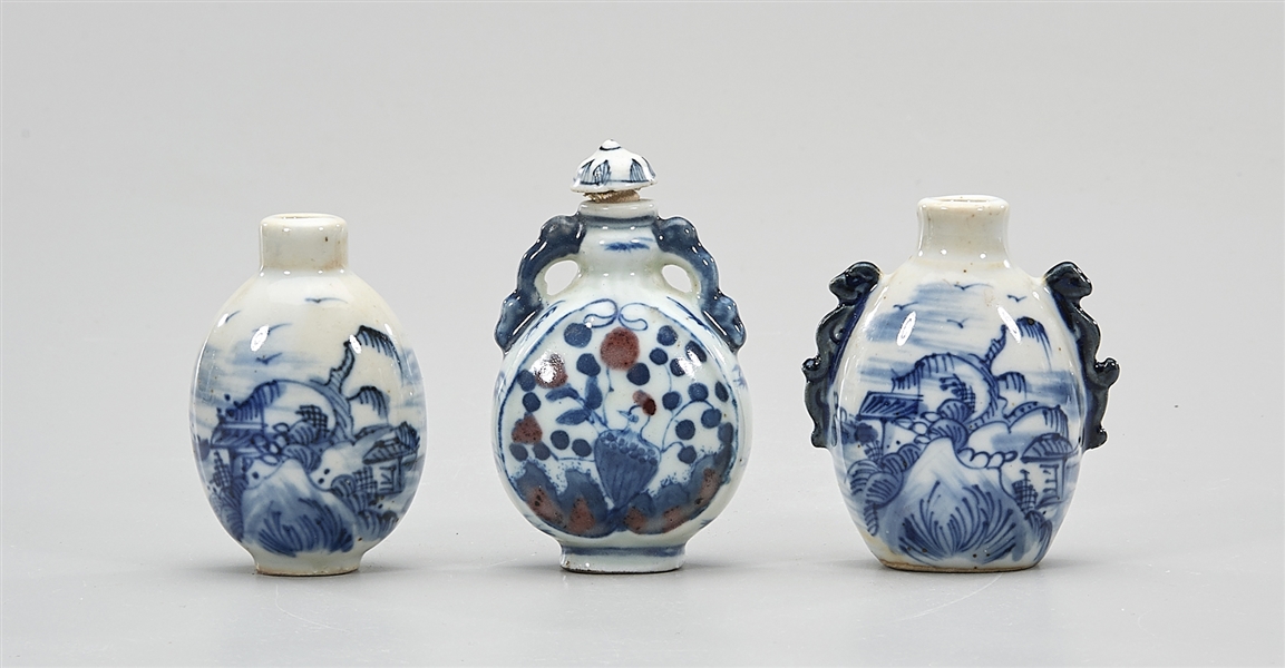 Group of Three Chinese Porcelain Snuff Bottles