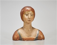 Renaissance-Style Painted Ceramic Bust