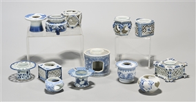 Group of Japanese Blue and White Porcelain Cup Stands