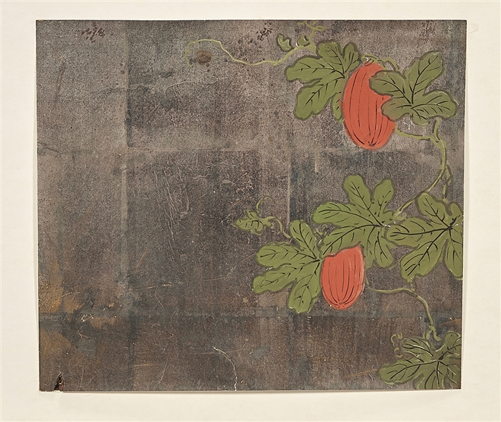 Group of Four 19th C. Japanese Paintings on Silver Leaf Paper