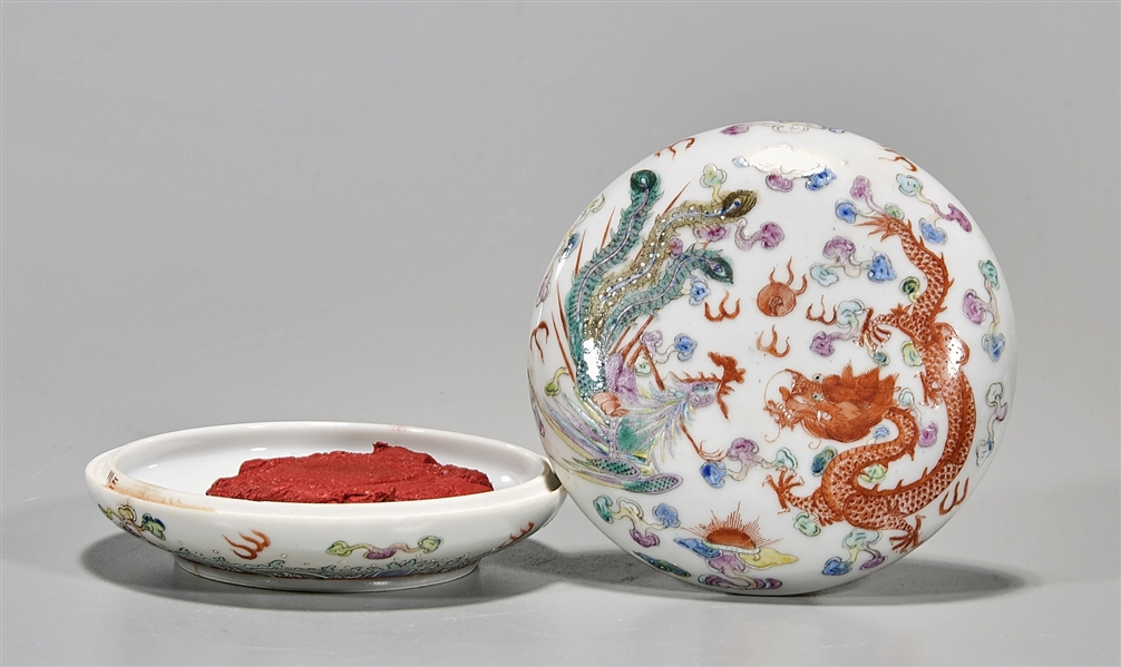 Chinese Enameled Porcelain Seal Paste Box